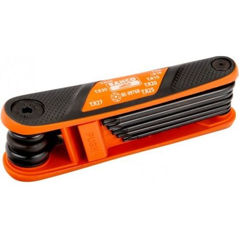BAHCO - Jeu de clés mâles TORX® repliable, finition phosphatée et bouton pressoir - 8 pc