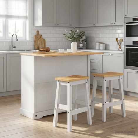 vidaXL Rangement de cuisine 2 pc Blanc et Cire de Miel Pin massif (1/5)