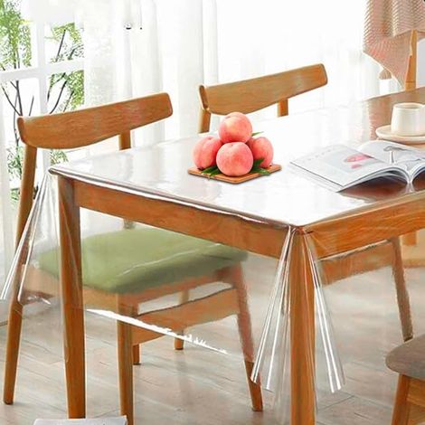 Nappe transparente, en PVC transparent, imperméable, lavable, film de protection de table lavable, épaisseur de 0,13 mm (transparent, 140 x 180 cm) (1/5)