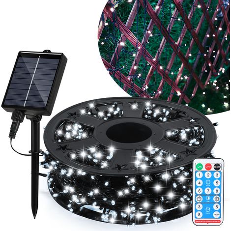 Randaco 100 m LED Solar Lichterkette 1000 LEDs Innen Außen Beleuchtung mit 8 Modi für Outdoor Garten Balkon Party Weihnachten Deko, Kaltweiß (1/5)
