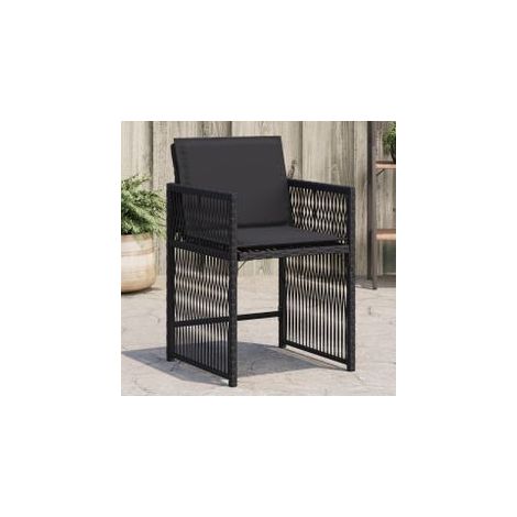 Chaises de jardin lot de 4 avec coussins noir résine tressée (1/5)