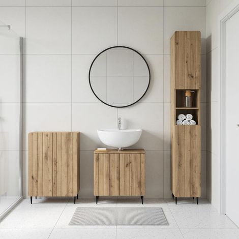 vidaXL 3 Piece Bathroom Cabinet Set ZWOLLE Artisan Oak Engineered Wood (1/5)