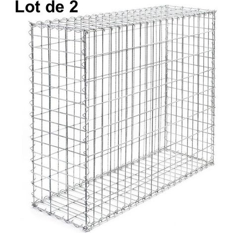 Lot de 2 Gabions En Métal Galvanisé, Robuste, Résistant, 100 x 100 x 30 cm (1/5)