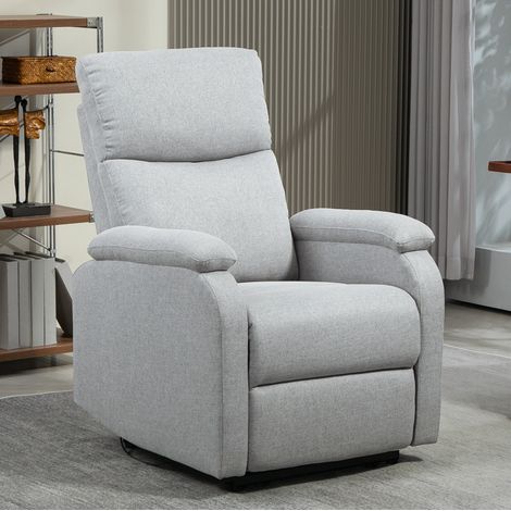 Sillón relax reclinable con reposapiés, tejido efecto lino gris, 150 kg, OKWISH (1/5)