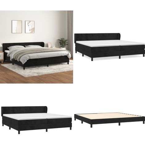 Boxspringbett mit Matratze Schwarz 200x200 cm Samt - Samtbett - Boxspringbett - Doppelbett - Luxusbett - Hochwertiges Bett - Home & Living (1/5)