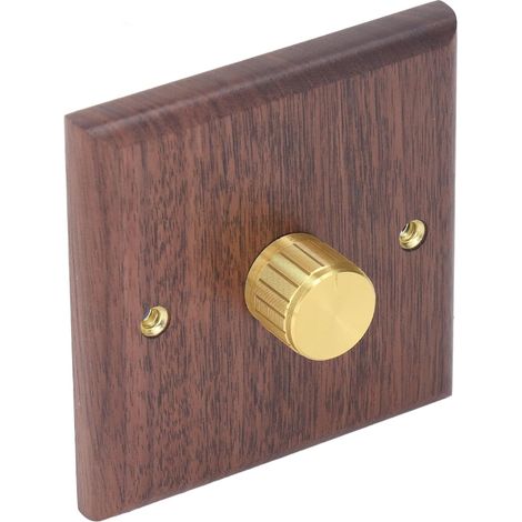 Interrupteur variateur rotatif en bois avec bouton laiton pour la (1/4)