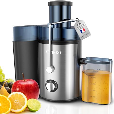 Centrifugeuse Extracteur de Jus, 3 vitesses, extracteur Frutta e Verdura 800W avec bouche de 75 mm de large, facile à nettoyer, acier inoxydable sans BPA (argent) (1/5)