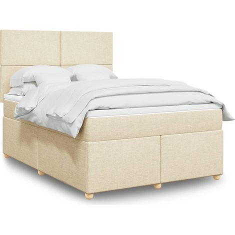 Boxspringbett mit Matratze Creme 140x200 cm Stoff