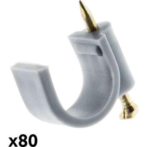Zenitech – Lot de 80 crochets de fixation Ø16mm – Couleur gris – Clou béton pour installation rapide – Pour câbles domestiques et professionnels (1/5)