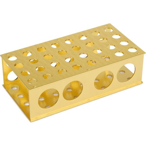 Support de tubes à essai en aluminium doré, diamètre des trous : 8 × 12,3 × 18 × 30 mm, pour laboratoire (1/5)