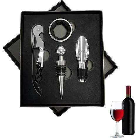 Set of 4 tire-bouchon,Easy to use, with handle ergonomic,Ring drip, spout pouring spout, cap of bottle, ouvre-vin,Durable and sturdy,Perfect for the gift (1/5)