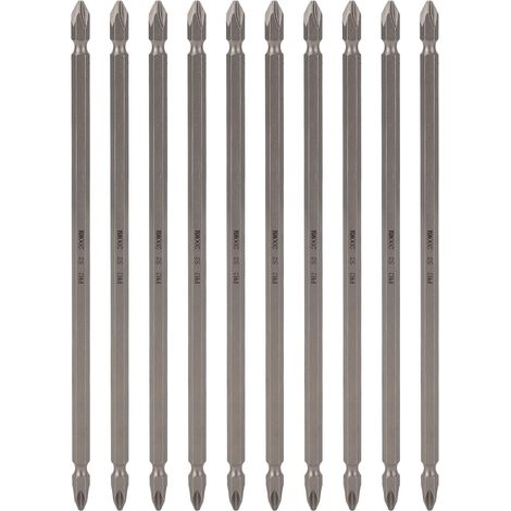 Ensemble de 10 forets cruciformes à double extrémité, longueur 200 mm, queue hexagonale 1/4 pouce, acier S2 PH2, compatible avec les tournevis à 2 faces (1/5)