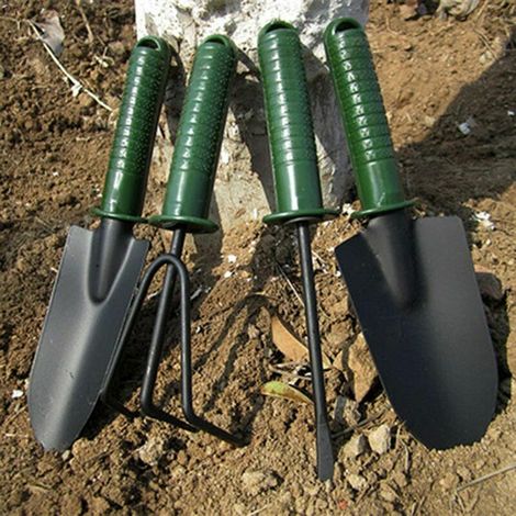 4 Pcs Mini Shovel Rake Spade DIY Gardening Tools Set ,Flower Weeding Bonsai Tools ,Plastic Handle Handmade for Garden Supplies 4pcs (1/4)