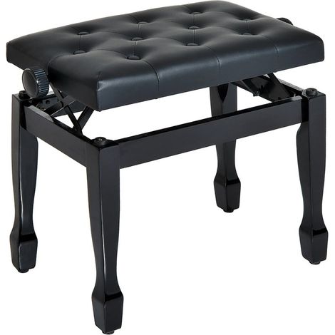 Tabouret blanc en simili cuir, hauteur réglable. Convient pour piano ou meuble de coiffure. (1/5)