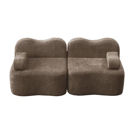 Canapé modulaire 2 places velours coussin accoudoir mobile pour salon et appartement Marron (1/5)