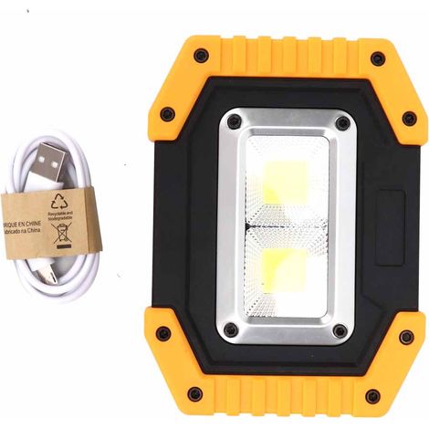 Lampe De Travail Led Portable - Source Lumineuse Cob Double - Charge D'Urgence - Pour Camping Chantier Extérieur - 1 Pièce (1/5)