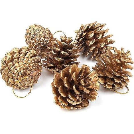Paquete de 30 piñas de 5 cm para decorar el árbol de Navidad - Acabado dorado (1/4)