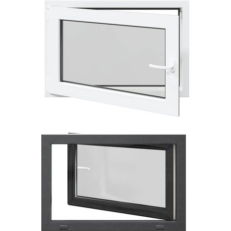 Kellerfenster RISOR 90 x 70 cm PVC und Glas Anthrazit vidaXL