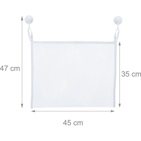 Set di 2 pratiche reti portaoggetti per giocattoli da bagno 40 x 30 cm in poliestere bianco 130013347