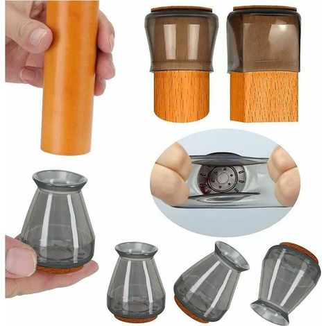 Silikon-Stuhlbeinschoner mit Filzgleitern – für runde oder eckige Beine – Durchmesser 1,3 bis 2,5 cm – 16 Stück (1/5)