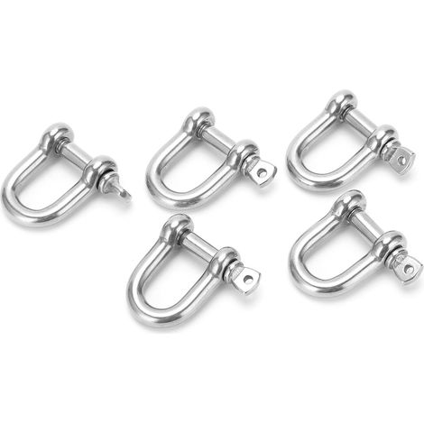 Lot de 5 manilles en acier inoxydable avec goupille à vis en D 304 très résistantes pour levage de chaînes et de câbles (1/5)