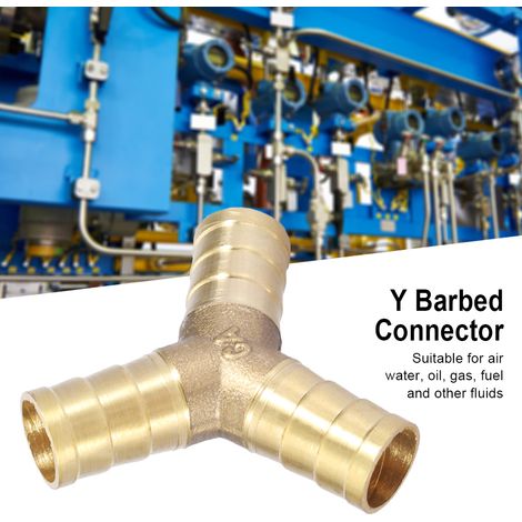 Raccord en laiton 3 voies en Y pour tuyau, raccord cannelé, pour air, eau et gaz, diamètre extérieur 12 mm, lot de 2 pièces (1/5)