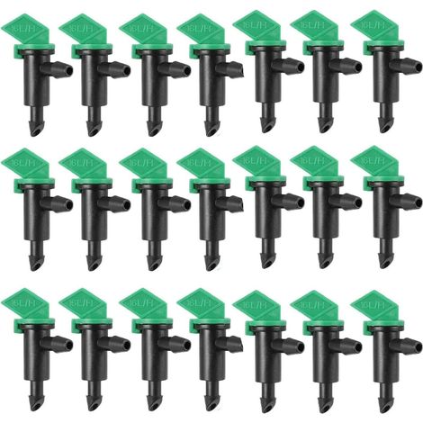 Lot de 100 Goutteurs en Plastique Vert 16 L/H pour Irrigation de Jardin, Pelouse, Tuyau de 4/7 mm