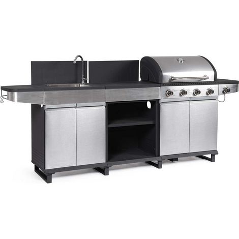 Cucina a Gas Bizzotto Annarita Antracite/Inox 5 Bruciatori con Lavello e Piastra (1/5)