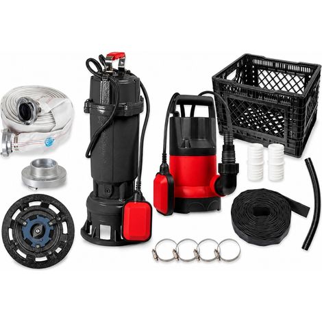 WALTER Tauchpumpen Doppelset 550W Hochwasser + 1100W Entwässerung inkl Set (1/5)
