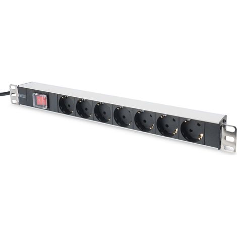 Multipresa per armadi rack (PDU) da 19 pollici, 7 interruttori illuminati Schuko DN-95402 (1/4)