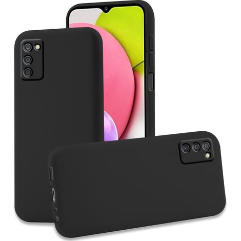 Coque pour SAMSUNG GALAXY A03S, dos en silicone mat noir + verre trempé (1/3)