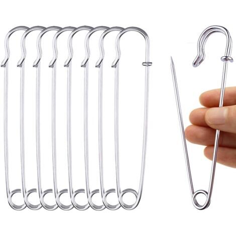 Sollbry 20 Pièces Épingles à Nourrice Grandes Epingles à Nourrice 10 cm, pour Couvertures, Jupes et Travaux Manuels (Argent)