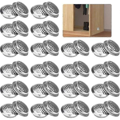 Lot de 30 grilles d'aération rondes de 35 mm en acier inoxydable, pour meubles et cuisine. (1/4)