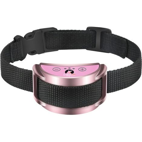 Collier anti-aboiements pour chien, collier de dressage à décharge électrique, stoppe les aboiements grâce à des vibrations sonores et électriques sans danger, rechargeable (rose) (1/2)