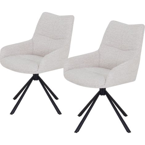 Conjunto de 2 sillas de comedor RAINER giratorias 360, tapizadas en tejido beige, estructura de metal negro - MOG CASA (1/5)