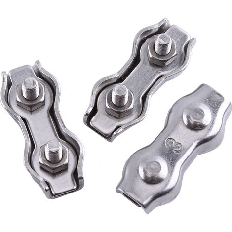 10 Pièces M3 Doubles Attaches pour Câbles en Acier Inoxydable, Serre-Câbles et Pinces (1/5)
