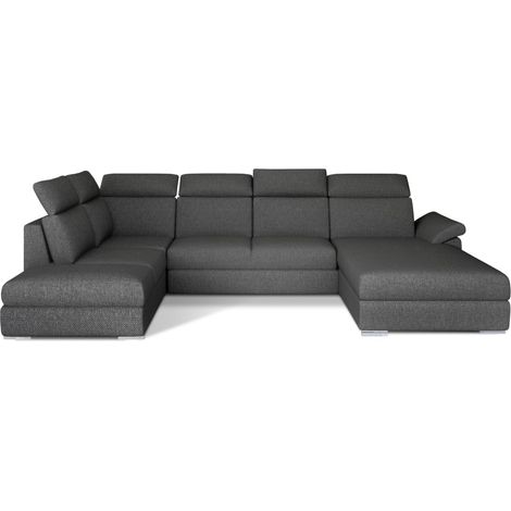 Sofá panorámico convertible MAJESTA 5 plazas gris oscuro – ángulo derecho – versión 2 (1/4)