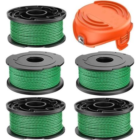 Trimmerfadenspule für Black & Decker GL7033 GL8033 GL9035 A6486 Akku-Freischneider, 2,0 mm Durchmesser, 6,1 m Länge, Ersatz-Trimmerfadenspule für Black & Decker A6486 (5 + 1 Stück) (1/5)
