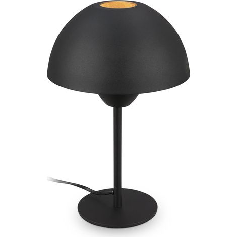 Lampe de table avec interrupteur à fil, E14, max. 25W, lampe de table, lampe de chevet, de bureau, lampe de salon à poser, à poser, table salon, 20 x 31 cm, noir (1/5)