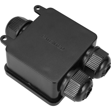 Boîtier de dérivation électrique extérieur étanche IP68 pour câble souterrain et connecteur de fil d'alimentation G712 1 entrée 2 sorties ABS PC noir 70x65x35mm (1/2)