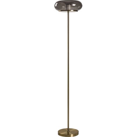 Floor Lamp LED Grey Glass Oval Shape Shade Metal Base with Dimmer Retro Style NITH (1/5)