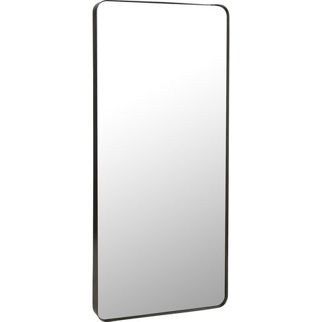 Miroir mural noir design métal et verre marron foncé élégant - Noir métal marron foncé (1/4)