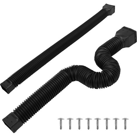 2 Stück Dachrinne Flexible Fallrohr Verlängerung 49 bis 152cm Fallrohrverlängerungen Flexibel Rund Ausziehbare Fallrohr Erweiterungsset für Rasenflächen, Höfe, Terrassen (Schwarz) (1/5)