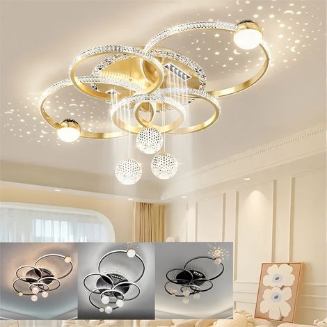 AUTRUCKER Plafonnier à intensité variable couleur or, spot de salon, lustre de style nordique, LED,3000K-6500K,convient aux salons et aux chambres, 1107050cm (1/5)