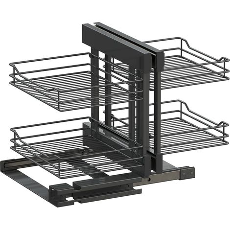 Vauth-Sagel VS Cor Flex Eckschrank Auszug Classic - Set für Küchenunterschränke mit KB 1000mm - Korbablage aus Stahldraht, Stahl pulverbeschichtet lava