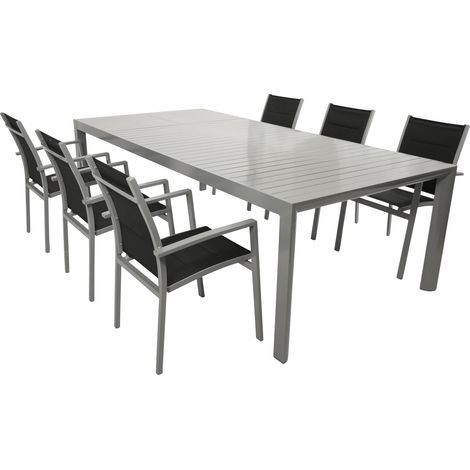 Garnitur BAGO XL 7-teilig, Alu + Kunstgewebe schwarz