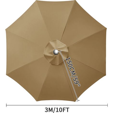 (Jaune sable, 8 nervures, 3M) Toile de rechange pour auvent d'ombrage, imperméable, résistante aux intempéries et aux UV. (1/5)