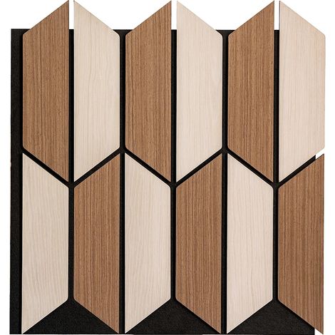 Panneau mural acoustique - Finition bois naturel clair et foncé - Pack de 1,63 m² - Lot de 4 pièces - LEOLIA (1/3)