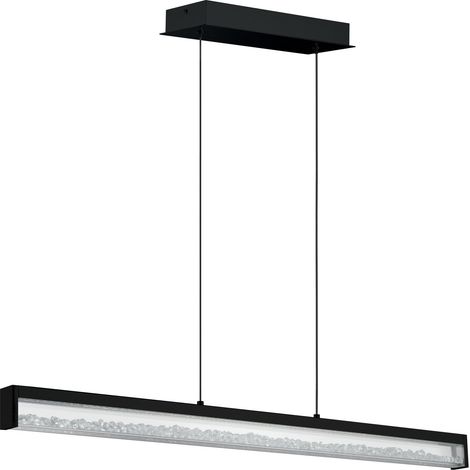 EGLO LED Pendellampe Cardito 1, rechteckige Pendelleuchte, Hängeleuchte aus Metall in Schwarz mit klaren Glas-Kristallen, touch dimmbar, Weißtöne einstellbar (1/5)