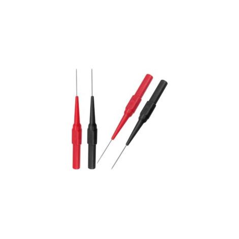 4 Stück 0,7 mm Prüfspitzen, zerstörungsfreies Durchstechen von Kabelisolierungen, Edelstahl-Prüfspitzen, Superspitzen-Multimeter-Prüfspitzen für Bananenstecker, Kfz-Tester (Schwarz & Rot) - Crezuo (1/3)